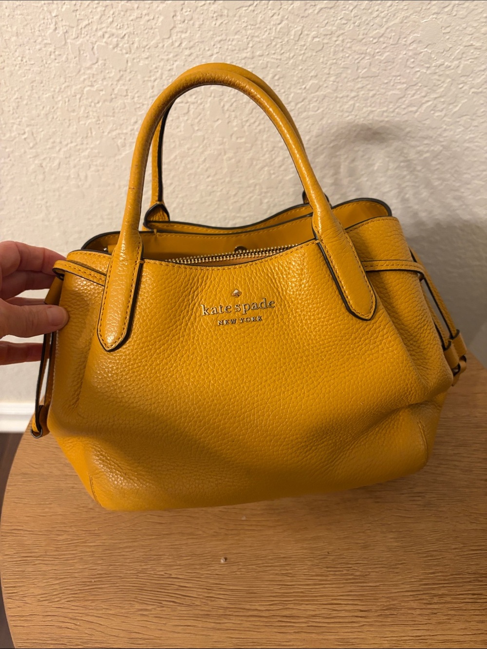 kate spade dumpling, mustard, yellow gold purse